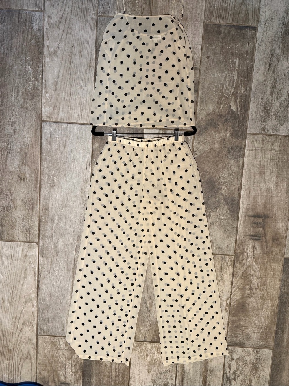 NWOT superdown Cream Polka Dot Wide-Leg Pants & Crop Tank Set